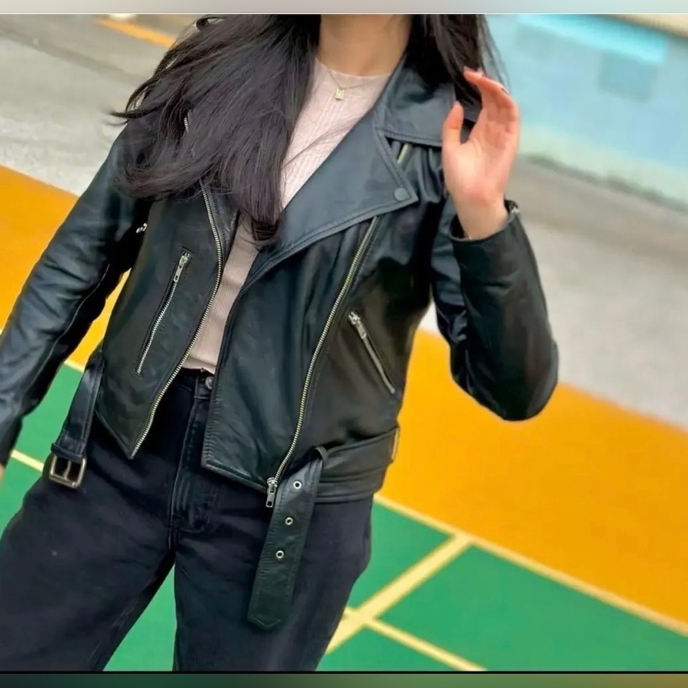 Quince 100% Leather Motorcycle Jacket M